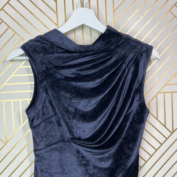 RTA Julie Draped Velvet Bodysuit in Navy - XS - Picture 4 of 11